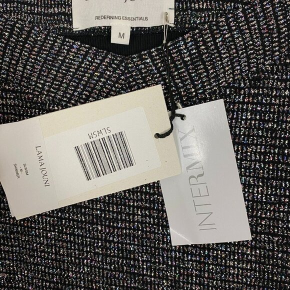 Lama Jouni Slinky Maxi Skirt Medium Black Silver Sparkly Holiday High Slits NEW - Picture 10 of 16